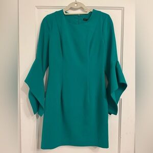 Black Halo Teal Dress w/ Flared Sleeves